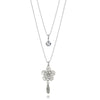 Zircon Long Necklace for Women Fashion Silver Color Crystal Maxi Necklaces Pendants Opal Flower Tassel Collier Jewelry