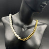 Miami Cuban link Chain And Half 8mm Pearls Choker Necklace For Men And Women In Stainless Steel