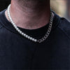 Miami Cuban link Chain And Half 8mm Pearls Choker Necklace For Men And Women In Stainless Steel