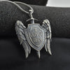Michael Sword and Shield Angel Wings Wings Pendant Men's Vintage Necklace