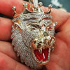 Milangirl  Necklaces & Pendants Mens Full Iced Out Rhinestone Lion Tag Pendant Cuban Chain Hip Hop necklaces pendants