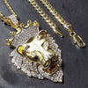 Milangirl Trendy Hip Hop Rock Punk Lion Head Shape Pendant Necklaces All Crystal   Domineering Necklace for Men Women