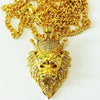 Milangirl Trendy Hip Hop Rock Punk Lion Head Shape Pendant Necklaces All Crystal   Domineering Necklace for Men Women