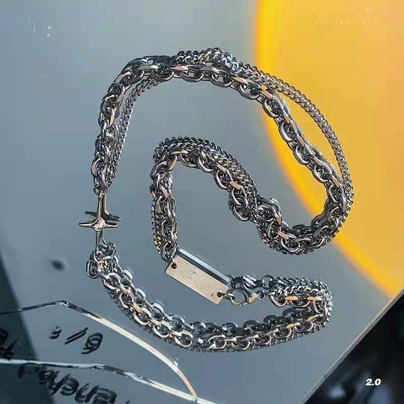 Millennial Style Multilayer Necklaces Unisex Hip-hop Link Chain Dainty Personality Winter Sweater chain Vintage Jewelry