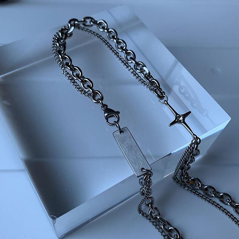 Millennial Style Multilayer Necklaces Unisex Hip-hop Link Chain Dainty Personality Winter Sweater chain Vintage Jewelry