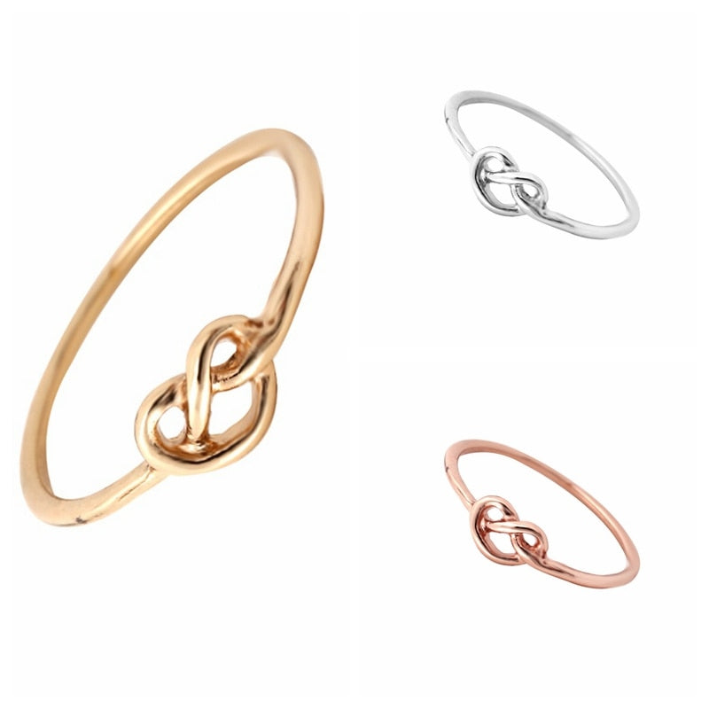 Min 1pc Gold Silver and Rose Gold Heart Knot Ring Everyd Jewelry Infinity Adjustable Ring JZ071