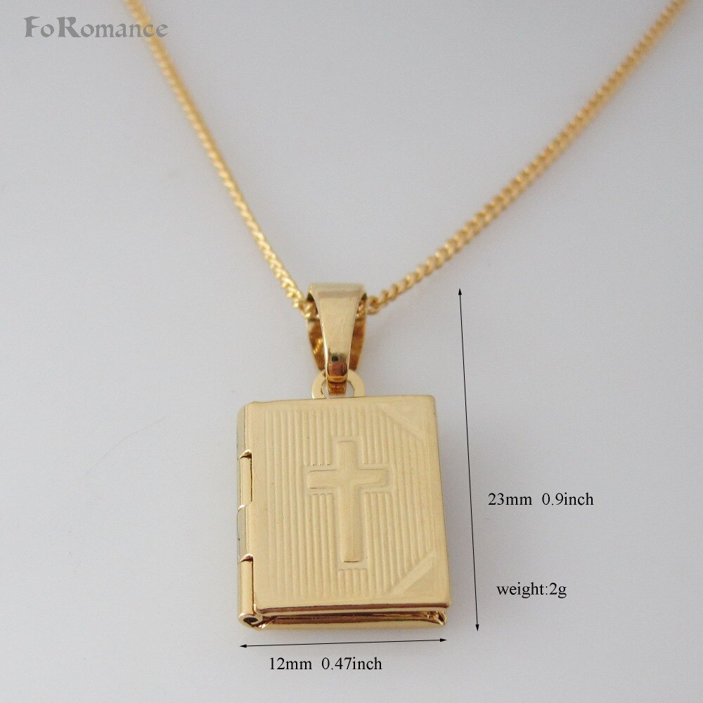 /Min order 10$  YELLOW GOLD GP 18" CIRCLE LINK NECKLACE & JESUS CROSS RELIGIOUS GOD  RECTANGLE CAN BE OPENED HANGS 0.9" PENDANT