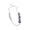 Minar Bohemia Rainbow Flower Choker Necklaces for Women Contrast Color Glass Flowers Asymmetric Pearls Beaded Pendant Necklace