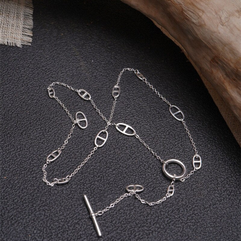 Minar Minimalist  Hollow Circle Geometric Chokers Necklace for Women Gold Silver Thin Chain Pendant Necklaces Jewellery