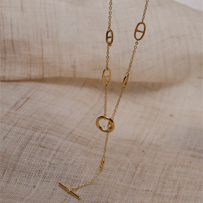 Minar Minimalist  Hollow Circle Geometric Chokers Necklace for Women Gold Silver Thin Chain Pendant Necklaces Jewellery