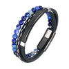 MingAo Fine Stainless Steel Jewelry Multi-Layered Men's Black Leather Beaded Bracelet High Quality Magnet Clasp Christmas Gift