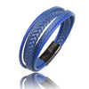 MingAo  Titanium Steel Blue Punk Braided Leather Bracelet For Men Black Magnet Clasp Bangle The  Gift for Vintage Jewelry