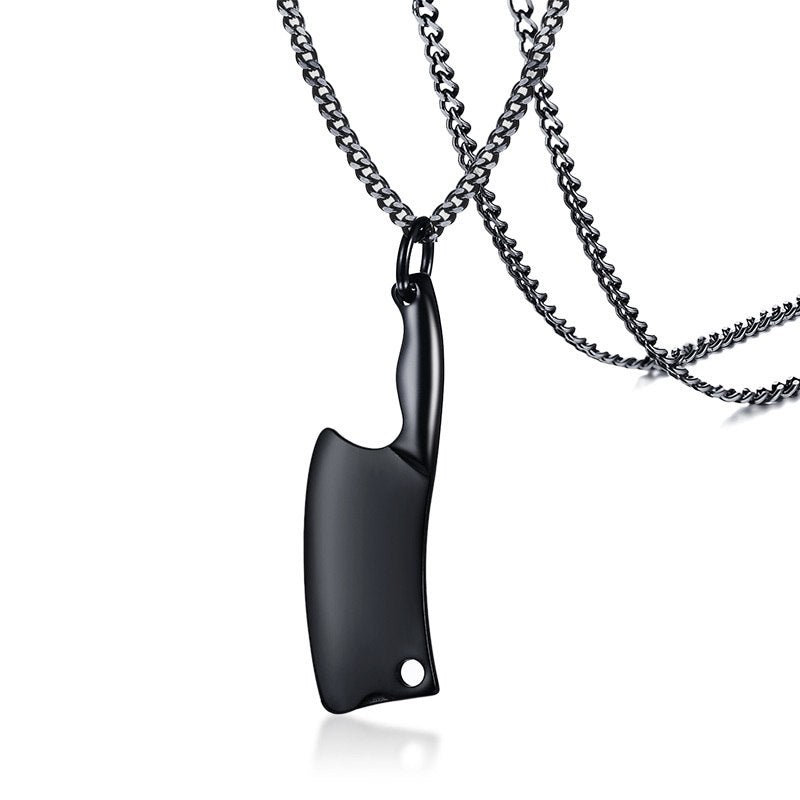 Mini Blade Chef Kitchen Knife Pendant Necklace for Men Women Stainless Steel Hop Male Jewelry Black Rainbow Gold Silver Tone
