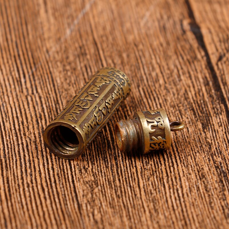 Mini Brass Pendant Necklace Brass Mantra Pendant Necklace Men and Women Vintage Ancient Brass Jewelry