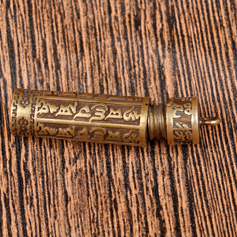 Mini Brass Pendant Necklace Brass Mantra Pendant Necklace Men and Women Vintage Ancient Brass Jewelry