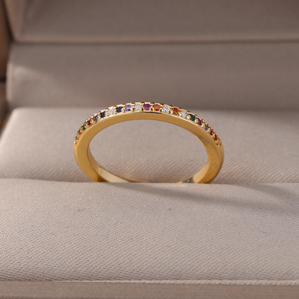 Mini Colorful Zircon Rings for Women Open Solid Band Stainless Steel Ring 2023 Trend  Engagement Wedding Jewelry anillos