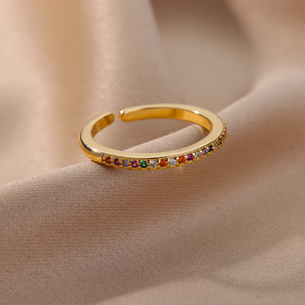 Mini Colorful Zircon Rings for Women Open Solid Band Stainless Steel Ring 2023 Trend  Engagement Wedding Jewelry anillos
