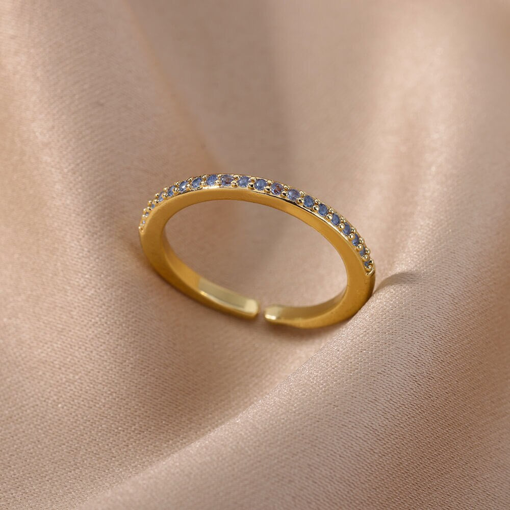 Mini Colorful Zircon Rings for Women Open Solid Band Stainless Steel Ring 2023 Trend  Engagement Wedding Jewelry anillos