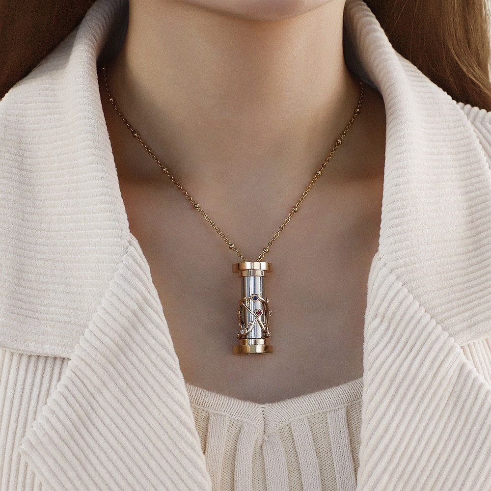 Mini Kaleidoscope Necklace Copper Pendant For Adult Children Women Gifts Metal Choker Necklace Party Jewelry Gift