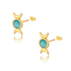 Mini Moon and Sun Earrings For Women Girls Stainless Steel Cute Blue Opal Stud Earrings 2023 Trend Jewelry Couple Christmas Gift