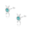 Mini Moon and Sun Earrings For Women Girls Stainless Steel Cute Blue Opal Stud Earrings 2023 Trend Jewelry Couple Christmas Gift
