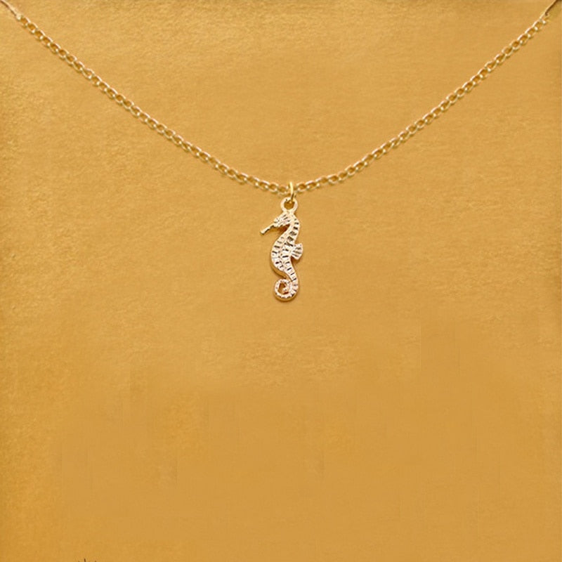 Mini Ocean Animal Inspirations Quote Seahorse Pendant Necklace Small Simple Cute Wedding Gift For Women Girls