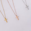 Mini Simple Stainless Steel Cross Pendant Necklace For Women Men Gold Color Chain Choker Prayer Female Jewelry