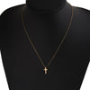Mini Simple Stainless Steel Cross Pendant Necklace For Women Men Gold Color Chain Choker Prayer Female Jewelry