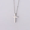 Mini Simple Stainless Steel Cross Pendant Necklace For Women Men Gold Color Chain Choker Prayer Female Jewelry