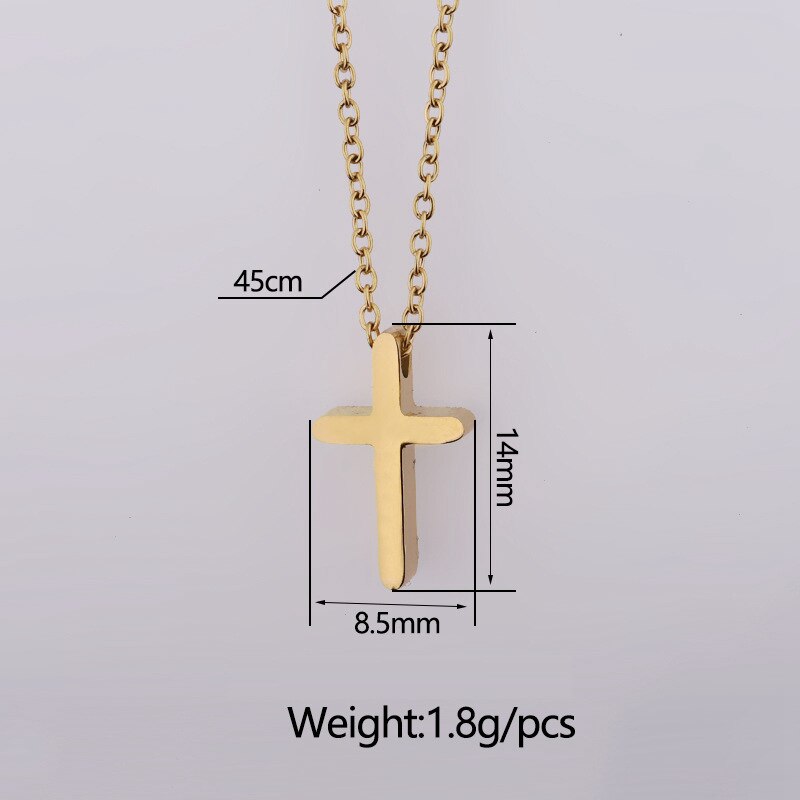 Mini Simple Stainless Steel Cross Pendant Necklace For Women Men Gold Color Chain Choker Prayer Female Jewelry