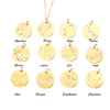 Minimalism 12 Zodiac Constellation Charm Necklaces Gold Color Rhinestone Choker Coin Necklace for Women Girls Party Jewelry