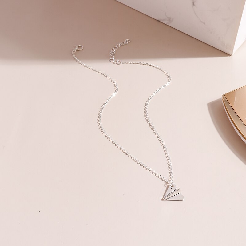 Minimalism Mini Origami Airplane Pendants Necklaces for Women Female Metal Gold Color Chains Necklaces Girls Collares Jewelry