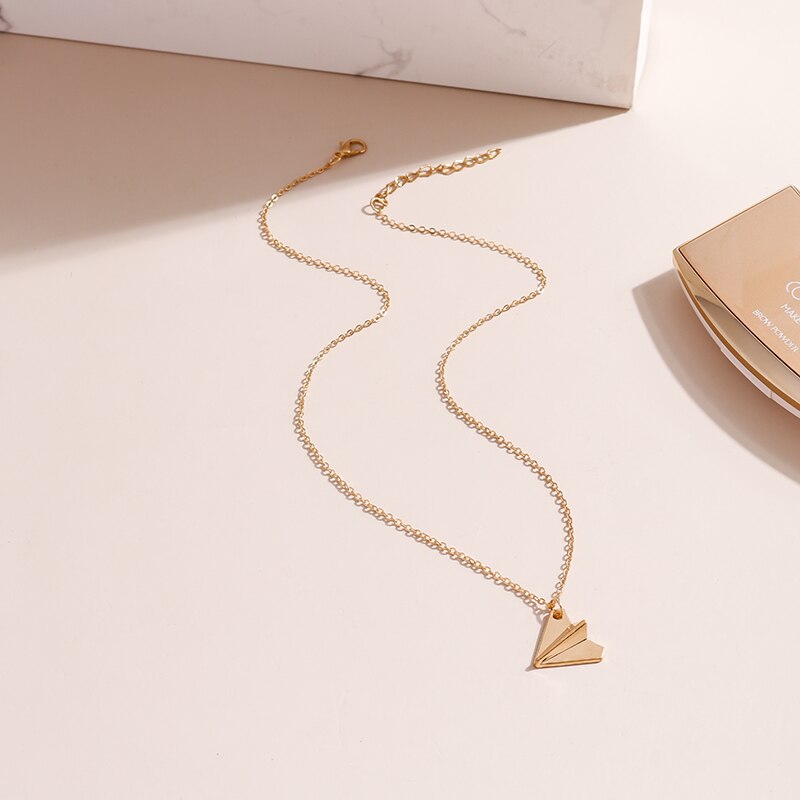Minimalism Mini Origami Airplane Pendants Necklaces for Women Female Metal Gold Color Chains Necklaces Girls Collares Jewelry