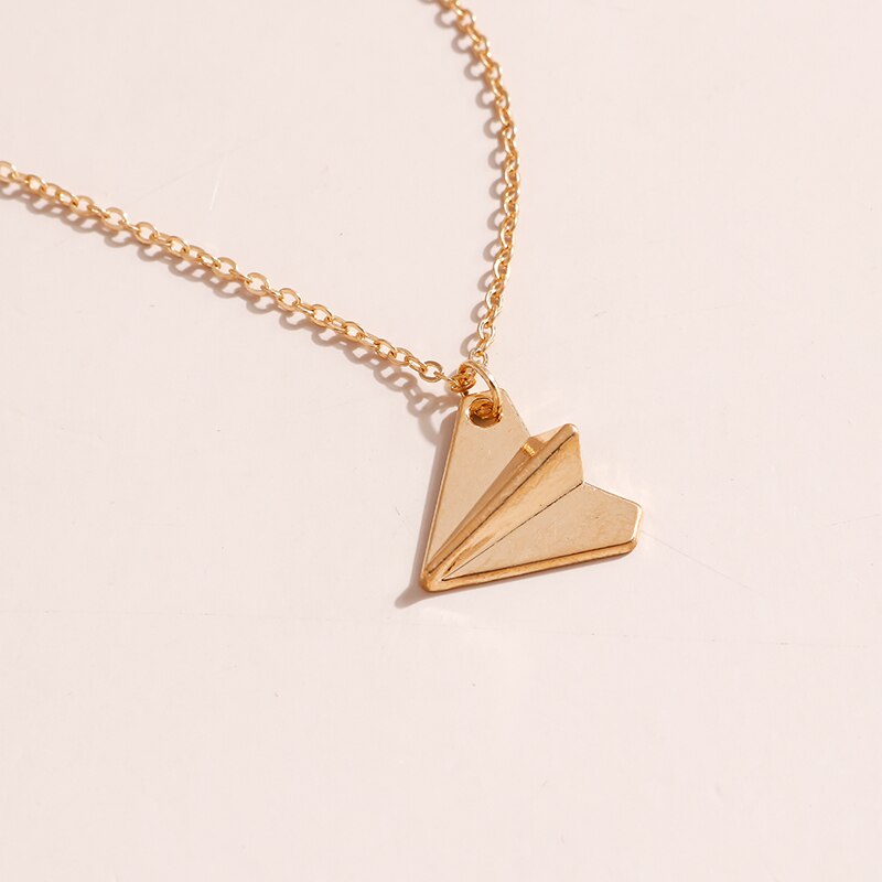 Minimalism Mini Origami Airplane Pendants Necklaces for Women Female Metal Gold Color Chains Necklaces Girls Collares Jewelry