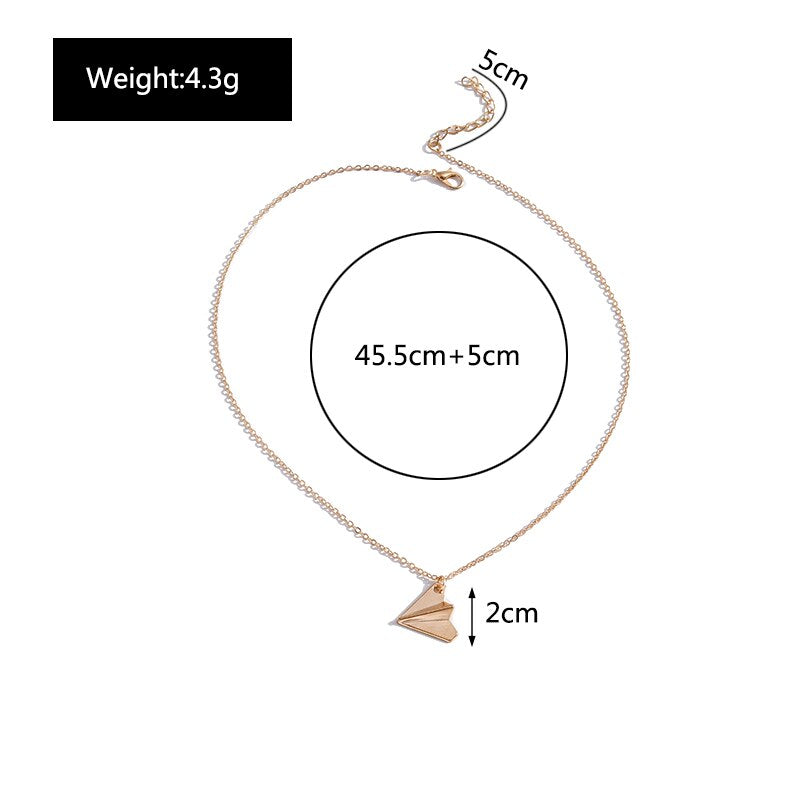 Minimalism Mini Origami Airplane Pendants Necklaces for Women Female Metal Gold Color Chains Necklaces Girls Collares Jewelry