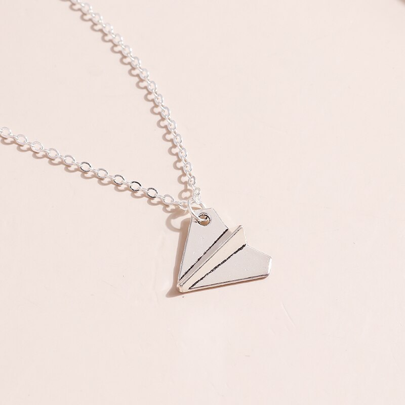 Minimalism Mini Origami Airplane Pendants Necklaces for Women Female Metal Gold Color Chains Necklaces Girls Collares Jewelry