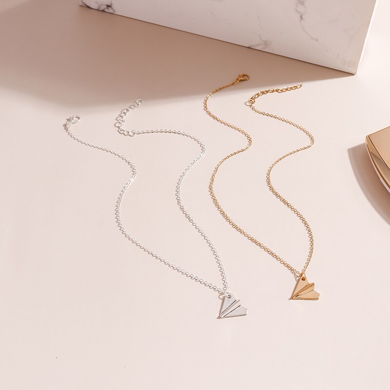 Minimalism Mini Origami Airplane Pendants Necklaces for Women Female Metal Gold Color Chains Necklaces Girls Collares Jewelry