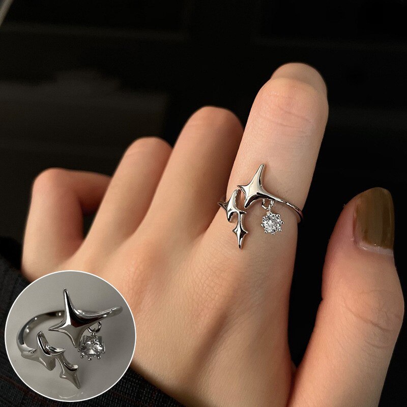 Minimalist 925 Silver Ring for Women Creative Irregular Geometric Aestethic Open Rings Birthday Party Jewelry Gift