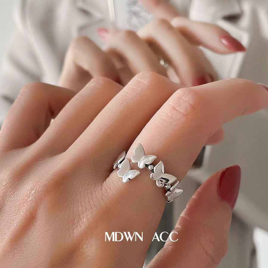Minimalist 925 Silver Ring for Women Creative Irregular Geometric Aestethic Open Rings Birthday Party Jewelry Gift