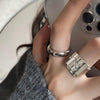 Minimalist 925 Silver Ring for Women Creative Irregular Geometric Aestethic Open Rings Birthday Party Jewelry Gift