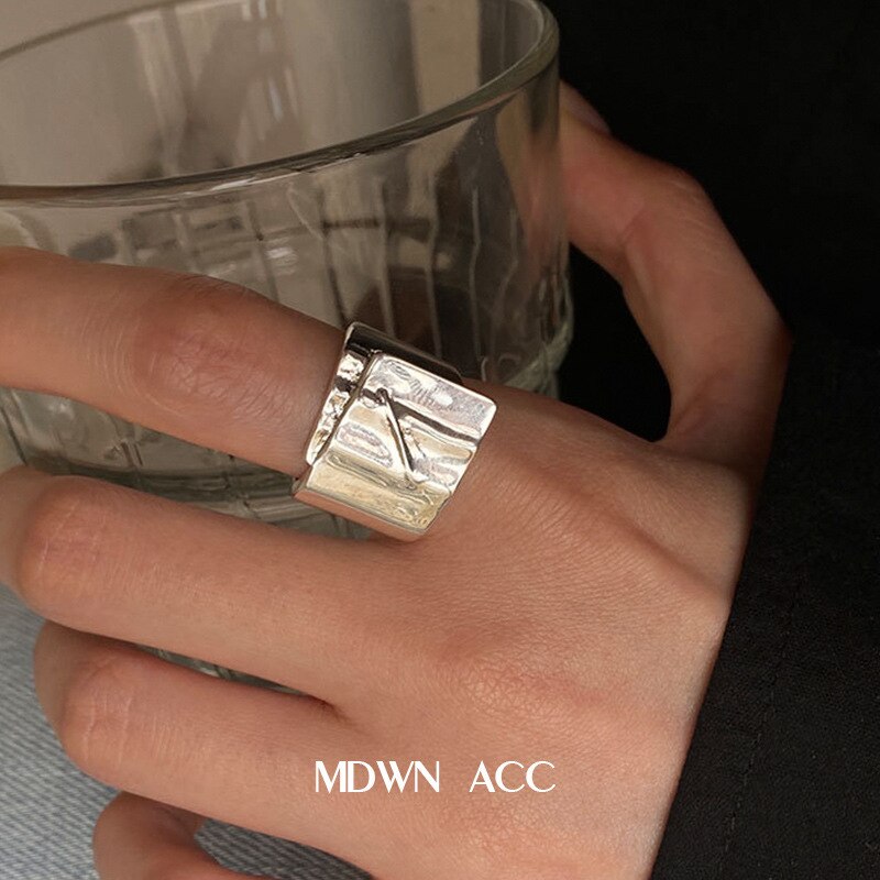 Minimalist 925 Silver Ring for Women Creative Irregular Geometric Aestethic Open Rings Birthday Party Jewelry Gift