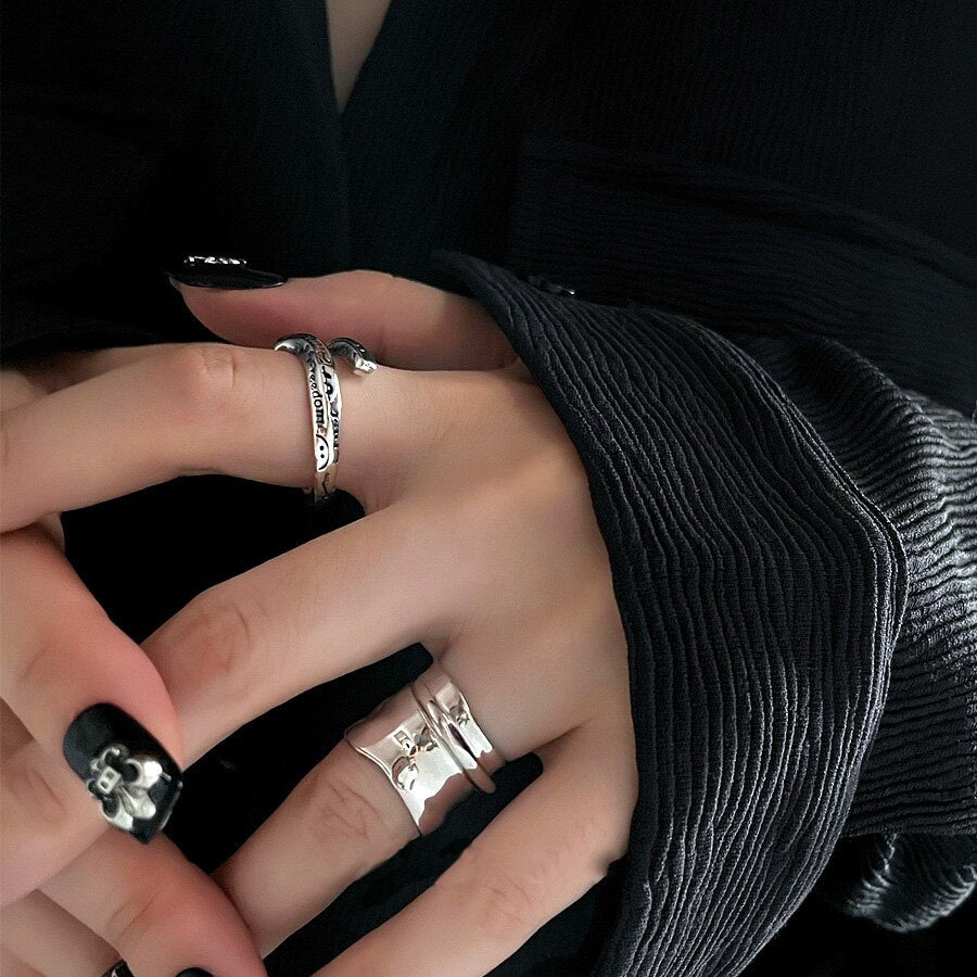 Minimalist 925 Silver Ring for Women Creative Irregular Geometric Aestethic Open Rings Birthday Party Jewelry Gift