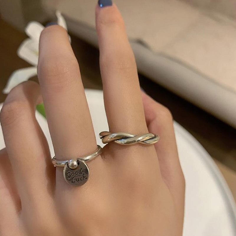 Minimalist 925 Sterling Silver Good Luck Pendant Rings for Women   Creative Cross Geometric Party Jewelry Gift