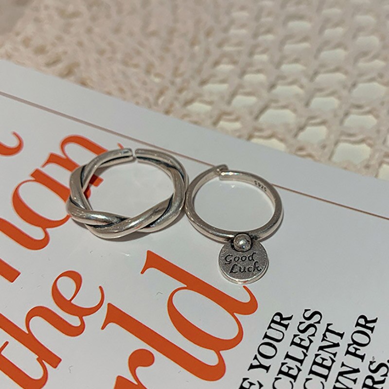 Minimalist 925 Sterling Silver Good Luck Pendant Rings for Women   Creative Cross Geometric Party Jewelry Gift