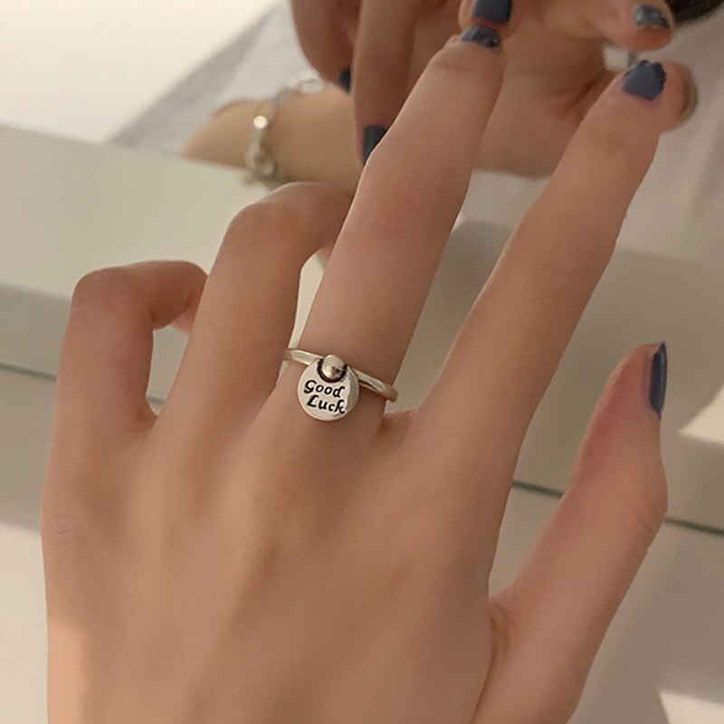 Minimalist 925 Sterling Silver Good Luck Pendant Rings for Women   Creative Cross Geometric Party Jewelry Gift