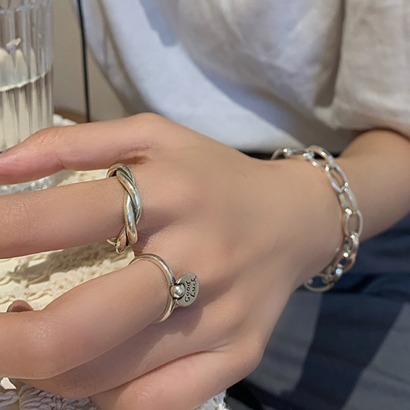 Minimalist 925 Sterling Silver Good Luck Pendant Rings for Women   Creative Cross Geometric Party Jewelry Gift