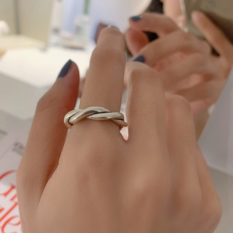 Minimalist 925 Sterling Silver Good Luck Pendant Rings for Women   Creative Cross Geometric Party Jewelry Gift