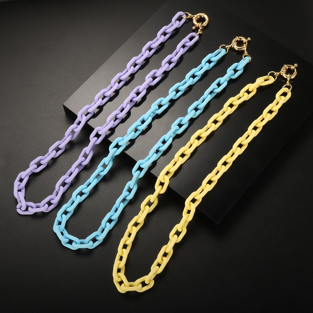 Minimalist Acrylic Link Chain Necklace Fresh Colorful Choker For Women Cute Necklace Jewelry Gift