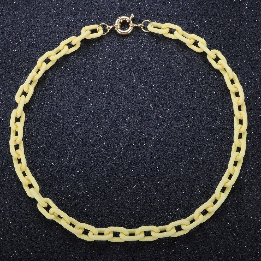 Minimalist Acrylic Link Chain Necklace Fresh Colorful Choker For Women Cute Necklace Jewelry Gift