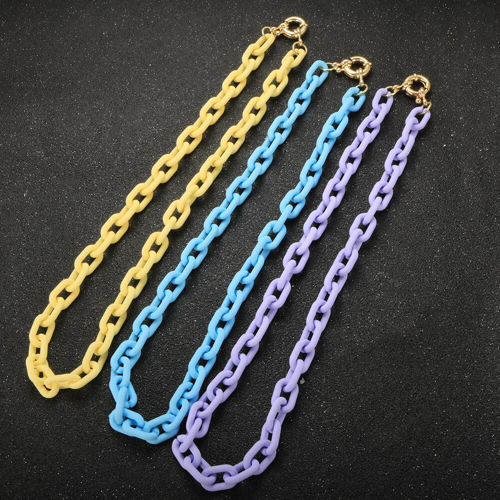 Minimalist Acrylic Link Chain Necklace Fresh Colorful Choker For Women Cute Necklace Jewelry Gift